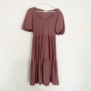 Nation LTD Size Medium Dusty Rose Puff Sleeve Midi Dress